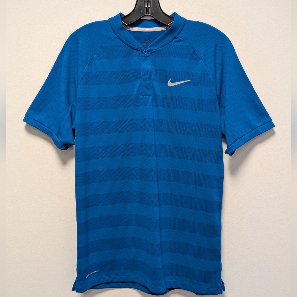 Nike Zonal Cooling Polo Men's M Stripe Blue Nebula Golf Vacation Resort - Picture 4 of 13